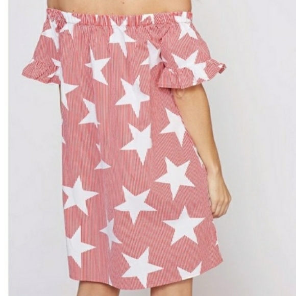 Star Printed Off Shoulder Dress - Picture 5 of 7